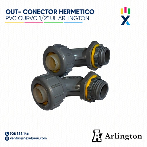 [B93050-O] OUT- CONECTOR HERMETICO PVC CURVO 1/2" UL ARLINGTON