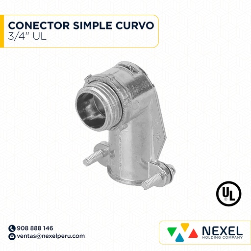 [B92018] CONECTOR SIMPLE CURVO 3/4" UL STANDARD