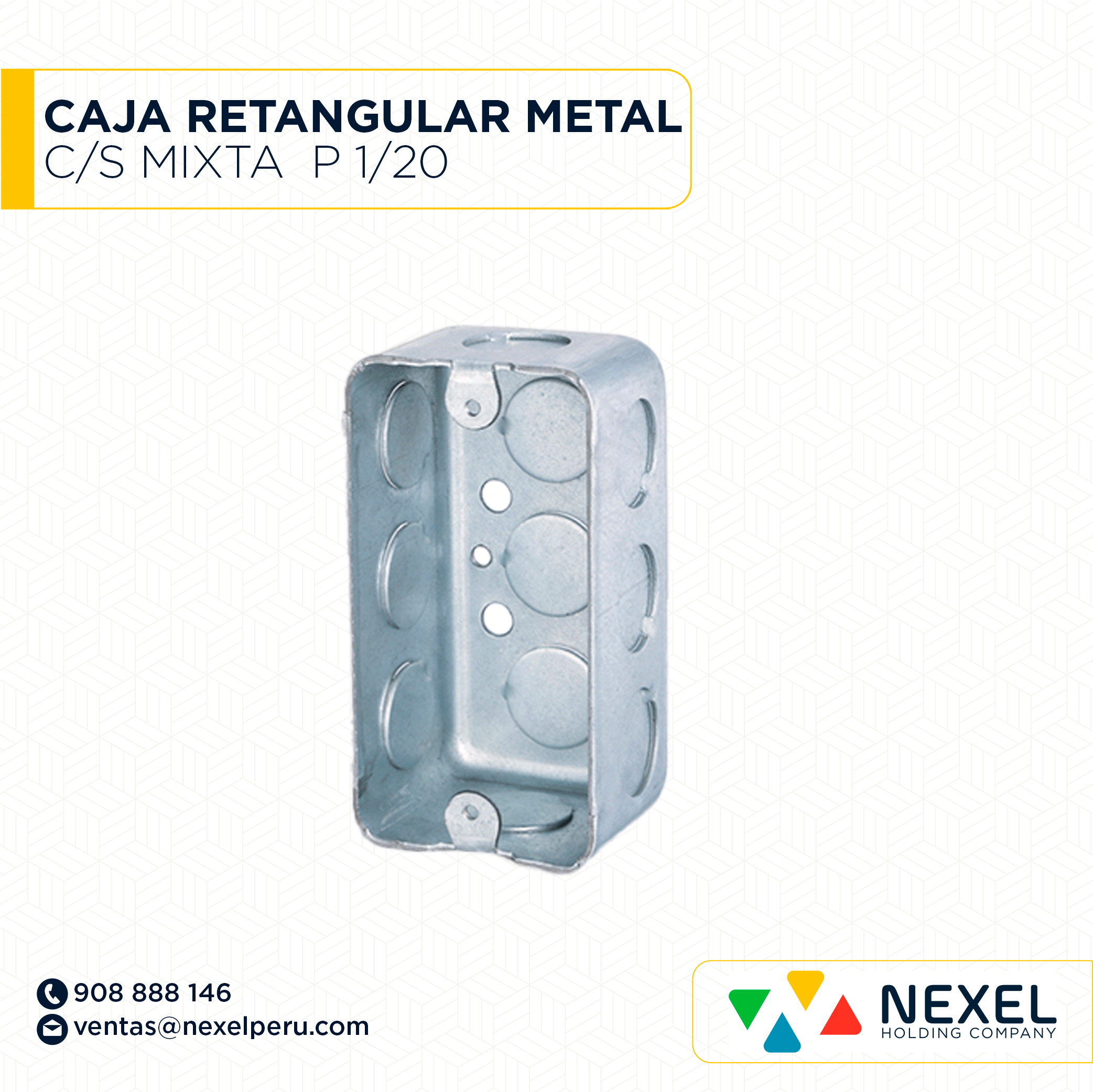 [D11583] CAJA RECTANGULAR METAL C/S MIXTA P 1/20 IMPORTADO