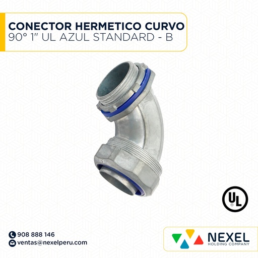 [B601568] CONECTOR HERMETICO CURVO 90° 1" UL AZUL STANDARD - B