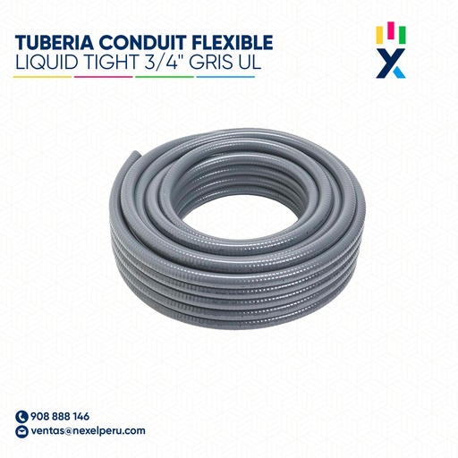 [B61504-1] OUT -TUBERIA CONDUIT FLEXIBLE LIQUID TIGHT 3/4" GRIS UL STANDARD