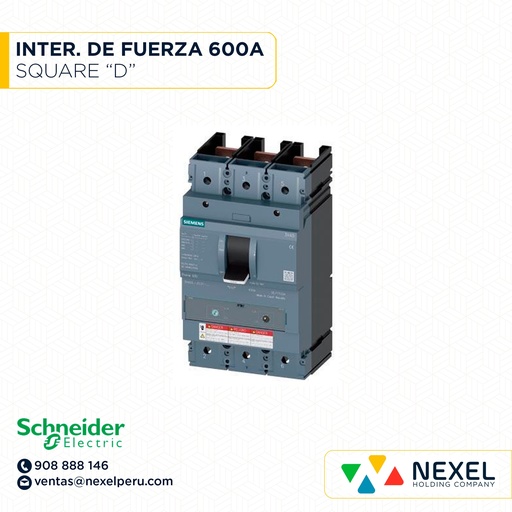 [G26284] INTERRUPTOR DE FUERZA 600A SQUARE D SCHNEIDER (OULET)