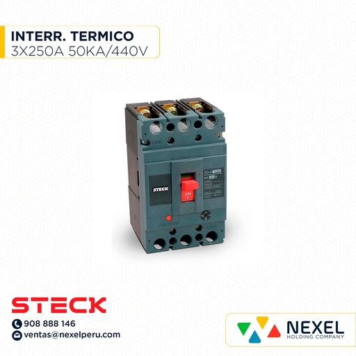 [G26245-O] OUT-INTERRUPTOR TERMOMAGNETICO 3X250A (200-250A). 50/30/18KA EN 220/440V SD-AT250(OULET SIN PASANTE7CAJA) STECK