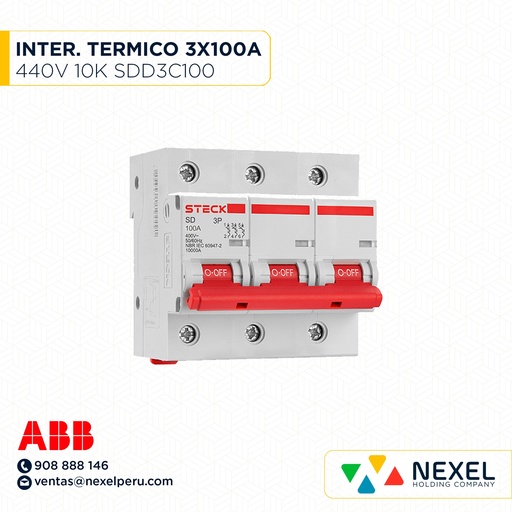 [G16239-O] OUT-INTERR. TERMICO RIEL DIN 3X100A 10K/400V / SDD3C100 STECK
