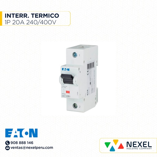 [G16219] INTER. TERMICO RIEL DING 1P 20A 240/400V MMCT-C20/1 EATON