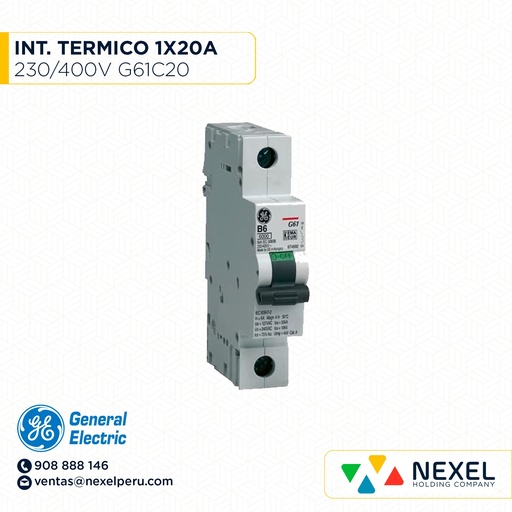 [G16212] INTERR. TERMICO 1X20A 230/400V 6K G61C20 GENERAL ELECTRIC (OUTLET)