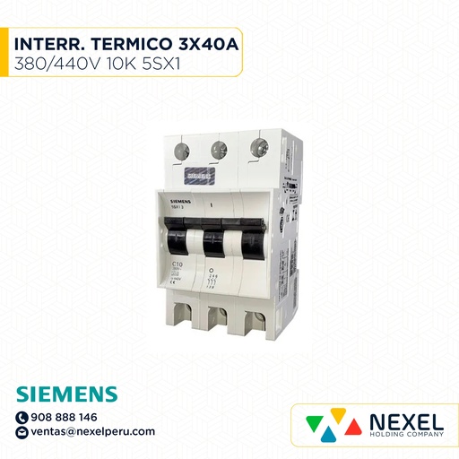 [G16196-O] OUT-INTERR. TERMICO 3X40A 380/440V 10KA 5SX1 SIEMENS