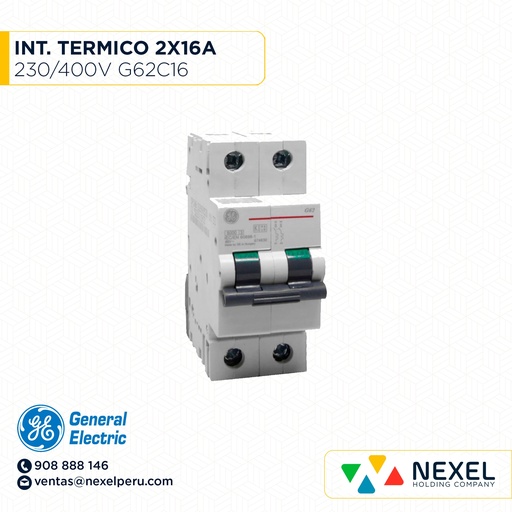 [G16193] INTERR. TERMICO 2X16A 230/400V 6K G62C16 GENERAL ELECTRIC