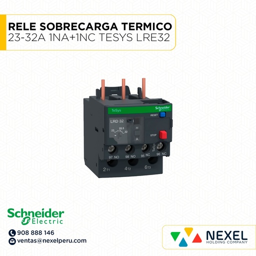 [G34651] RELE SOBRECARGA TERMICO 23-32A 1NA+1NC TESYS LRE32 SCHNEIDER