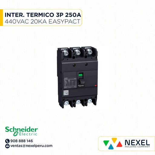 [G24649] INTERRUPTOR AUT CAJA MOLD 3P FIJO 250A 20KA 440VAC EASYPACT EZC250N EZC250N3250 SCHNEIDER