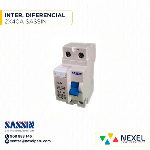 [G14554] INTERRUPTOR DIFERENCIAL 2X40AMP SASSIN (MUESTRA)