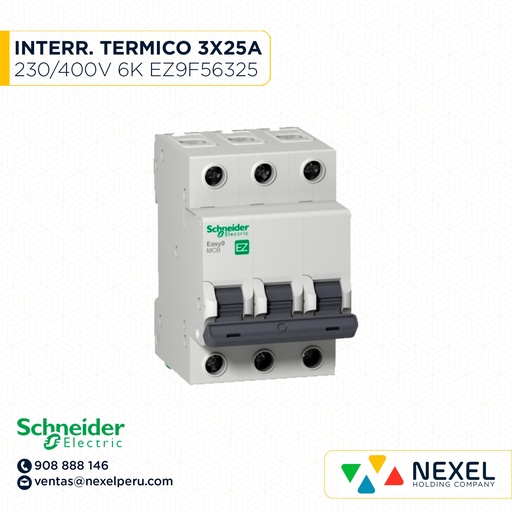 [G13684] INTERR. TERMICO 3X25A 220-400V 6K IEC-60898-1 C25A EZ9F56325 SCHNEIDER