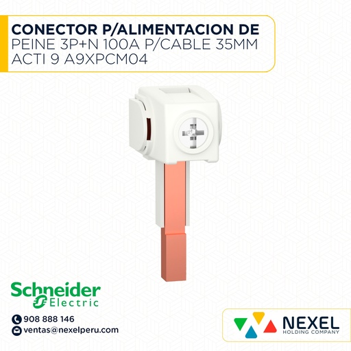 [G63673] CONECTOR P/ALIMENTACION DE PEINE 3P+N 100A P/CABLE 35MM ACTI 9 A9XPCM04 SCHNEIDER