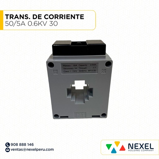 [G73516] TRANSFORMADOR DE CORRIENTE 50/5A 0.6KV 30 TMG