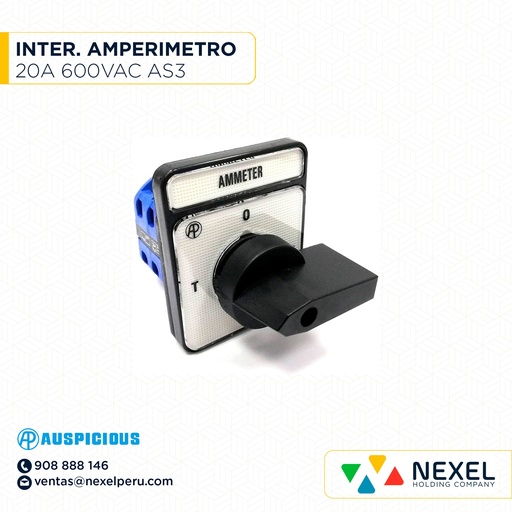 [G73043-O] OUT- INTERRUPTOR DE AMPERIMETRO 20A 600VAC AS33 AUSPICIOUS