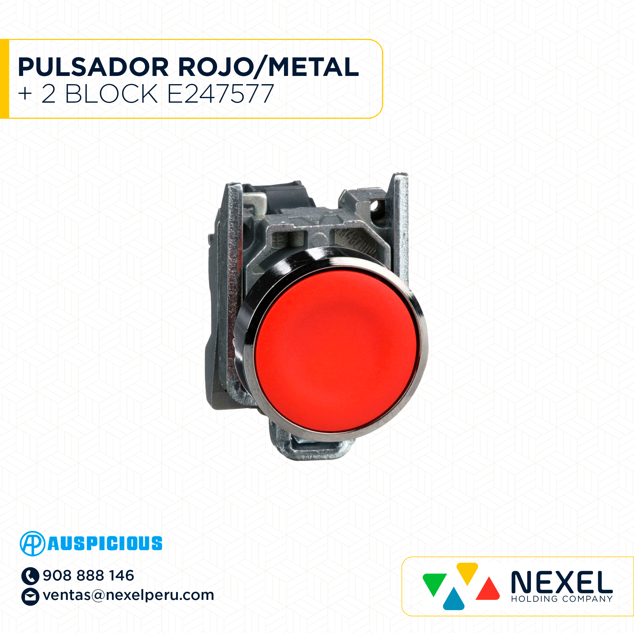 [G63020-O] OUT- PULSADOR ROJO/METAL + 2 BLOCK E247577 AUSPICIOUS