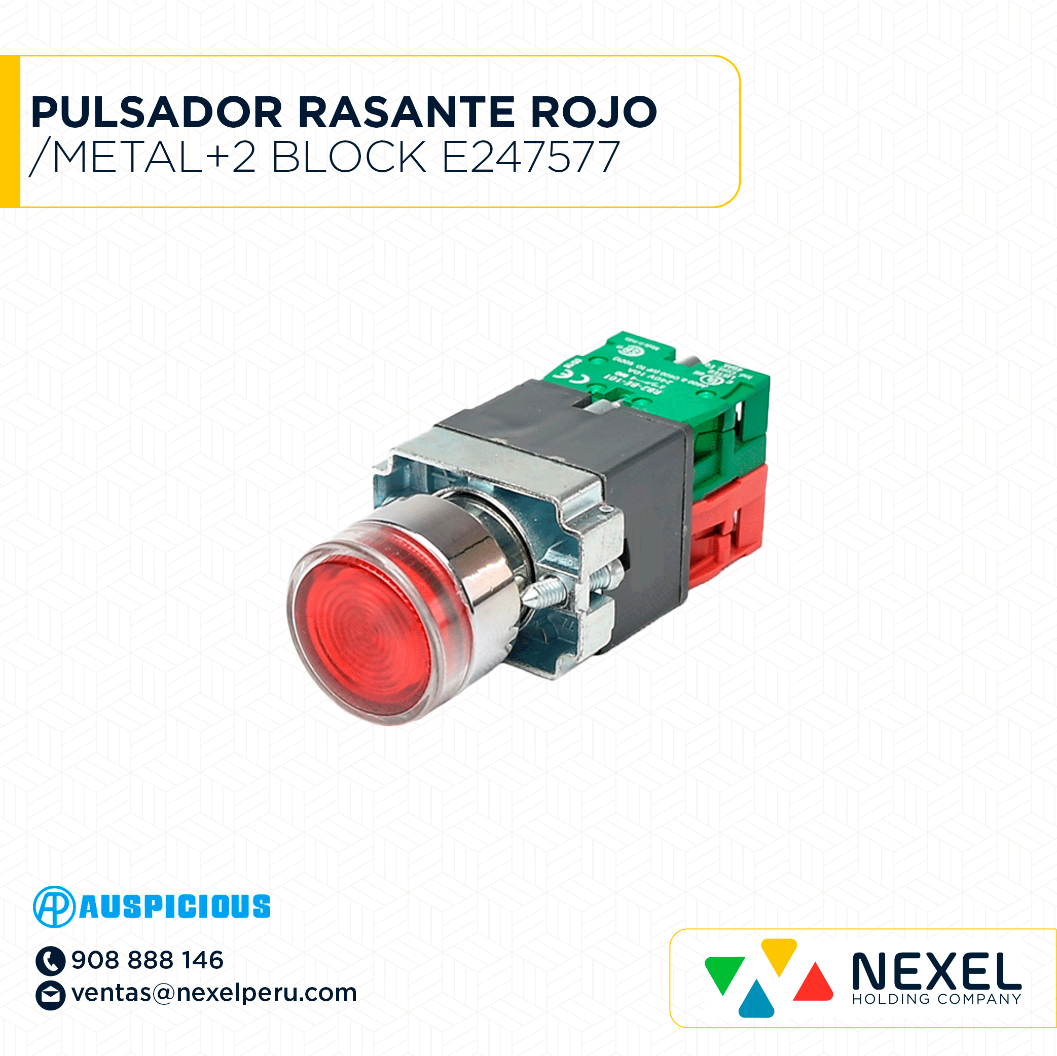 [G63018] PULSADOR RASANTE ROJO/METAL + 2 BLOCK E247577 AUSPICIOUS
