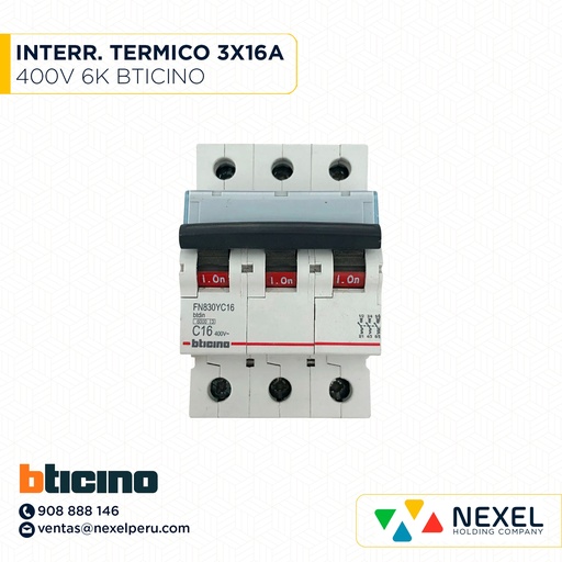 [G13006] INTERR. TERMICO 3X16A 400V 6KA *** BTICINO