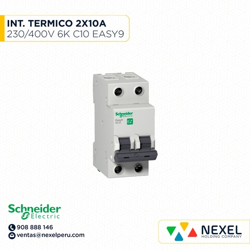 [G12925] INTERR. TERMICO 2X10A 230/400V 6K EASY9 C10 EZ9F56210 SCHNEIDER