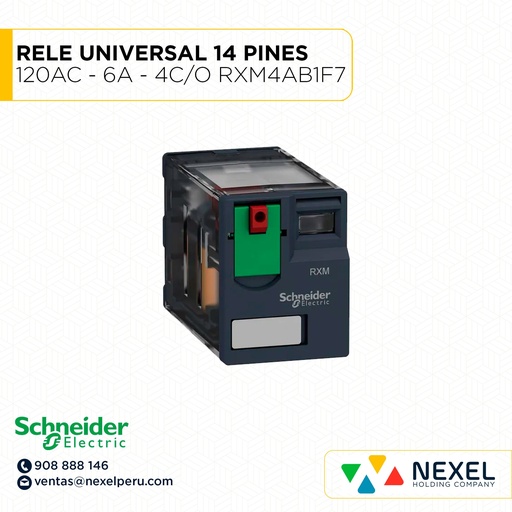 [G32848-O] OUT- RELE UNIVERSAL 14 PINES 120AC - 6A - 4C/O RXM4AB1F7 SCHNEIDER