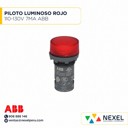 [G62800] PILOTO LUMINOSO LED ROJO 110-130V 7MA ABB