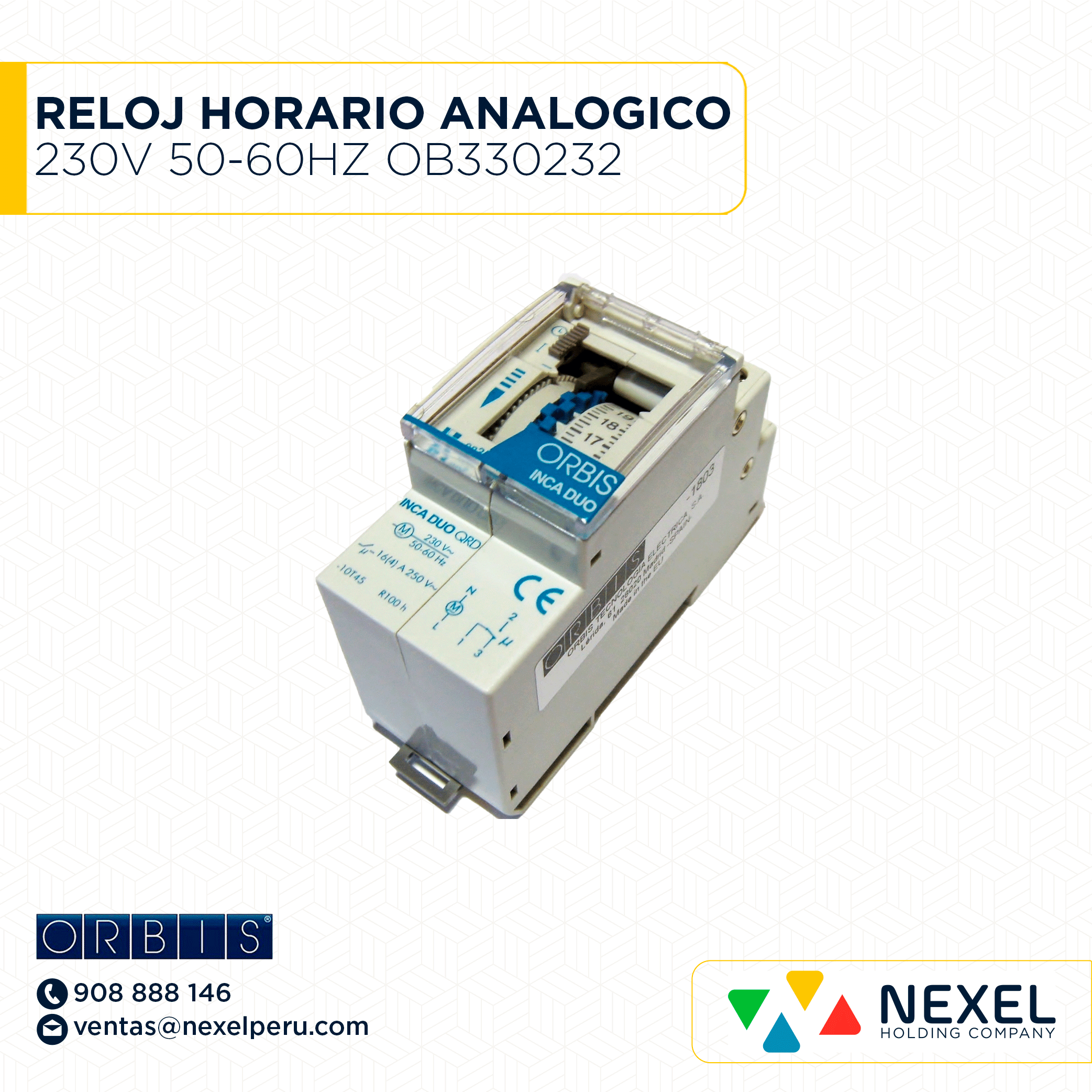 [G72662] RELOJ HORARIO ANALOGICO 230V 50-60HZ OB330232 ORBIS