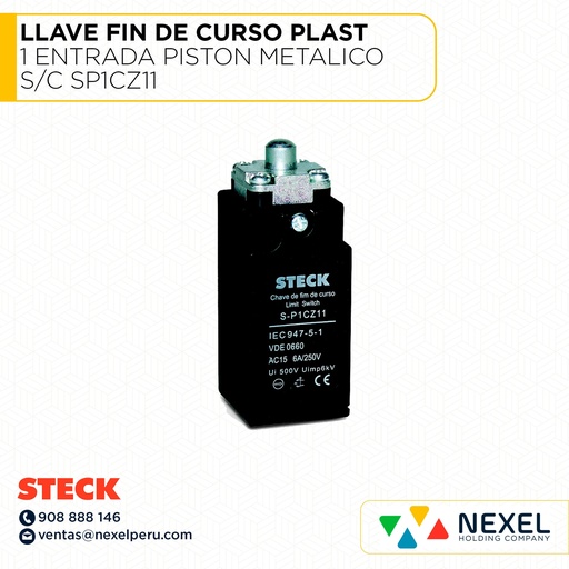 [G32634] LLAVE FIN DE CURSO PLAST 1 ENTRADA PISTON METALICO S/C SP1CZ11 STECK