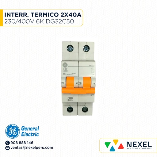 [G12519] INTERR. TERMICO 2X50A 230/400V 6K DG32C50 GENERAL ELECTRIC