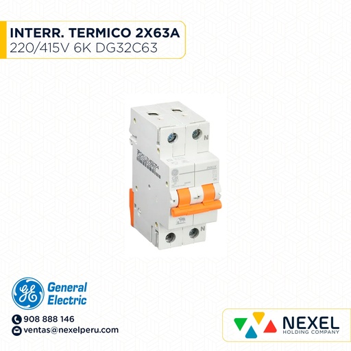 [G12518] INTERR. TERMICO 2X63A 230/400V 6K DG32C63 GENERAL ELECTRIC