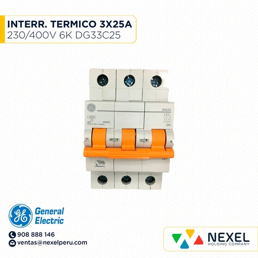 [G12516] INTERR. TERMICO 3X25A 230/400V 6K DG33C25 GENERAL ELECTRIC