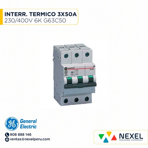 [G12510] INTERR. TERMICO 3X50A 230/400V 6K G63C50 GENERAL ELECTRIC