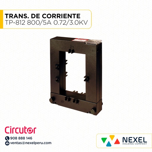 [G72499] TRANSFORMADOR DE CORRIENTE TP-812 800/5A 0.72/3.0KV M70144 CIRCUTOR