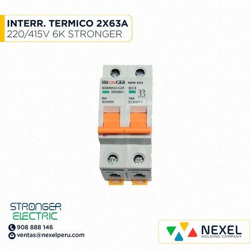 [G12476] INTERR. TERMICO 2X63A 220/415V 6K STRONGER