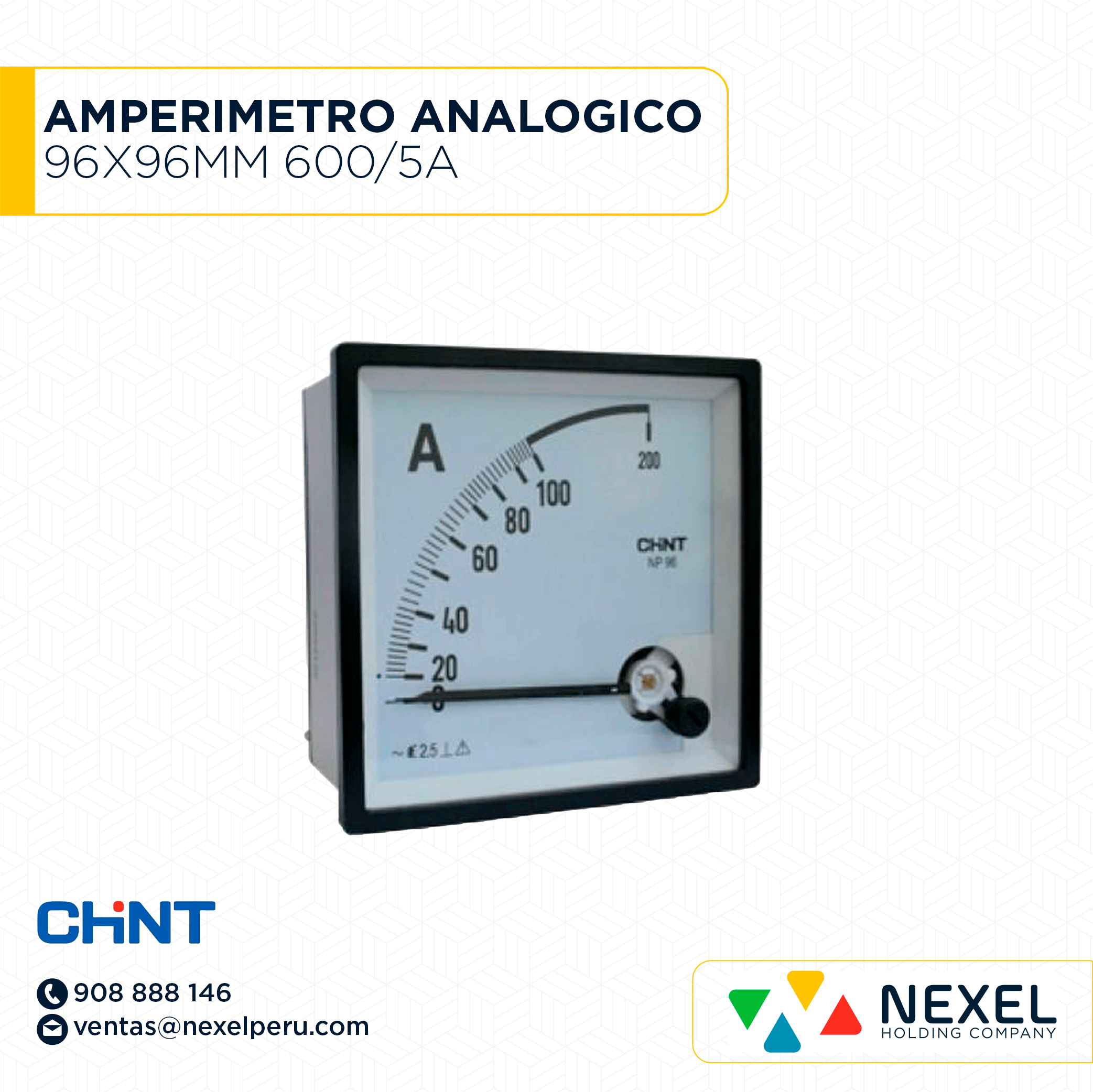[G72463] AMPERIMETRO ANALOGICO NP96 600/5A CHINT