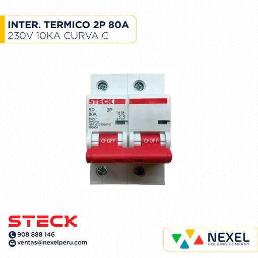 [G12009] INTERRUPTOR 2P 80A C 10KA 230V SD-D2C80 STECK