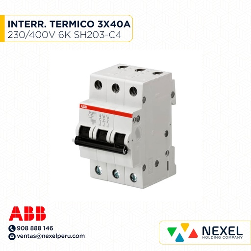 [G11217] INTERR. TERMICO 3X40A 230/400V 6K SH203-C40 ABB
