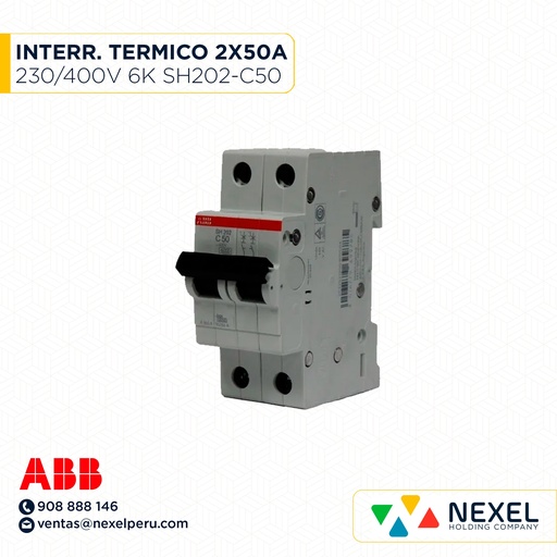 [G11209] INTERR. TERMICO 2X50A 230/400V 6K SH202-C50 ABB