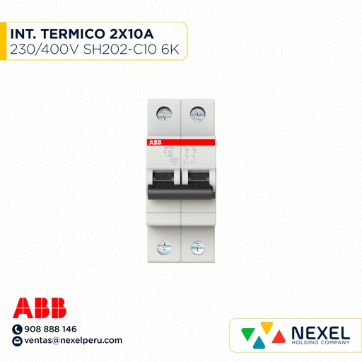 [G11204] OUT- INTERR. TERMICO 2X10A 230/400V 6K SH202-C10 ABB (MODELO ANTIGUO)