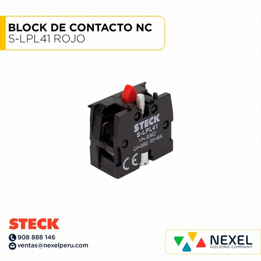 [G61126] BLOCK DE CONTACTO NC S-LPL41 ROJO STECK