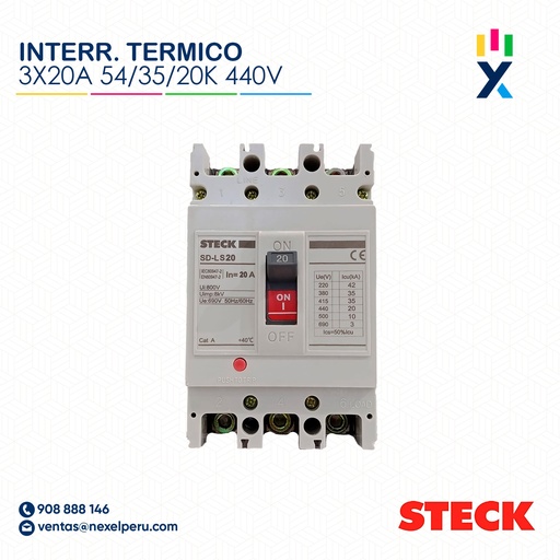 [G21112] INTERRUPTOR TERMICO 3X20A. 42/35/20KA EN 220/400/440V / SD-LS20 STECK