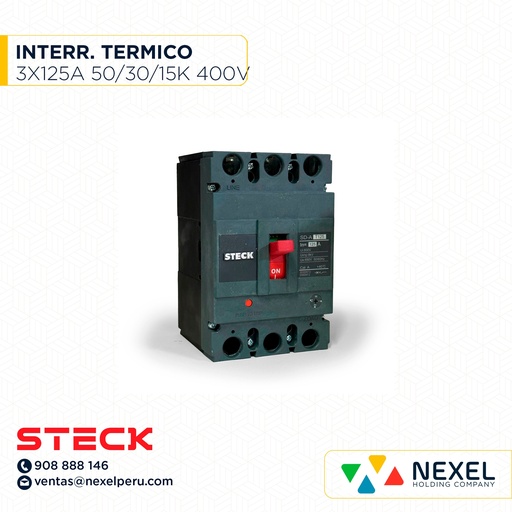 [G21078] INTERRUPTOR TERMICO 3X125A (100-125A). 50/30/18KA EN 220/400/440V / SD-AT125 STECK
