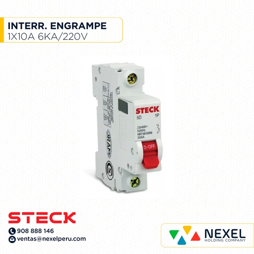[G11077] INTERRUPTOR TERMICO 1X10A. 6KA/220V RIEL / SDZ-D61C10 STECK