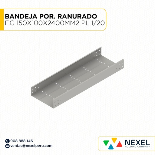 [C12306] BANDEJA PORTACABLE RANURADO F.G 150X100X2400MM2 PL 1/20 SIN TAPA NACIONAL