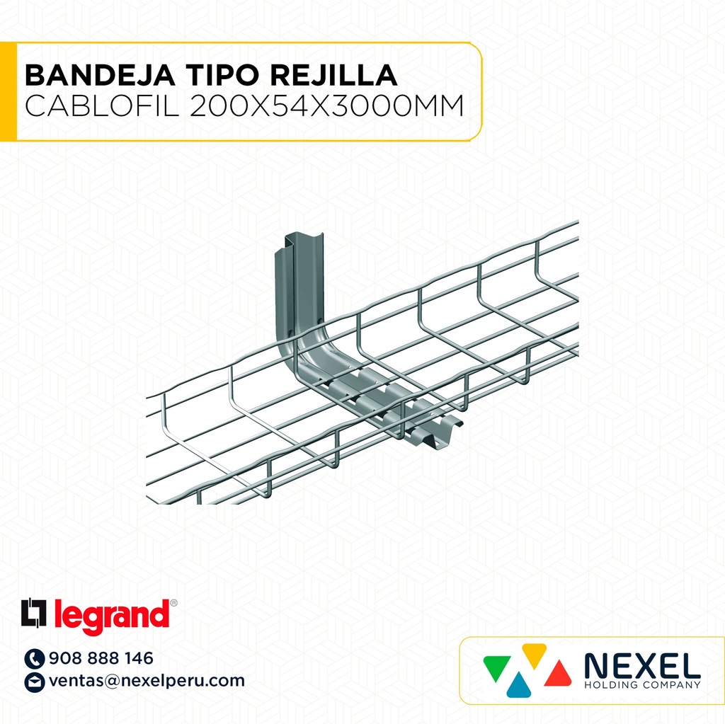 BANDEJA TIPO REJILLA CABLOFIL GALVANIZADO EN CALIENTE 200X54X3000MM ...