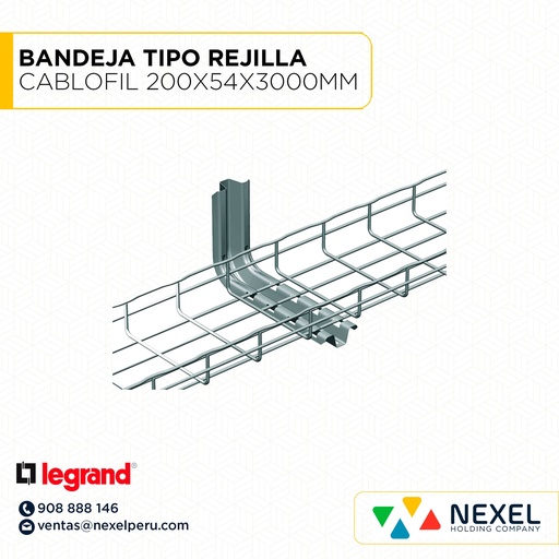 [C21170] BANDEJA TIPO REJILLA CABLOFIL GALVANIZADO EN CALIENTE 200X54X3000MM LEGRAND
