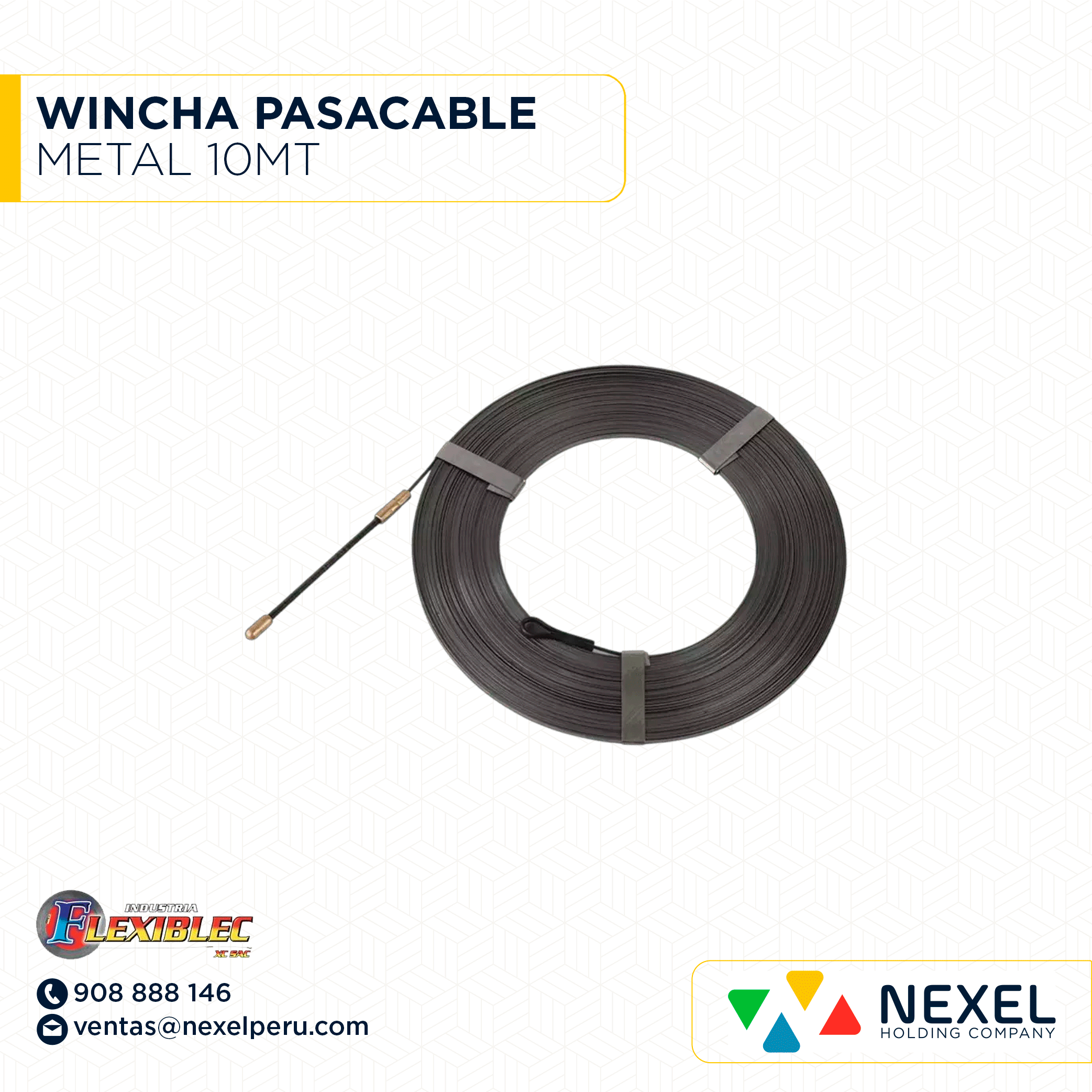 [L21716] WINCHA PASACABLE METAL 10MT FLEXIBLEC