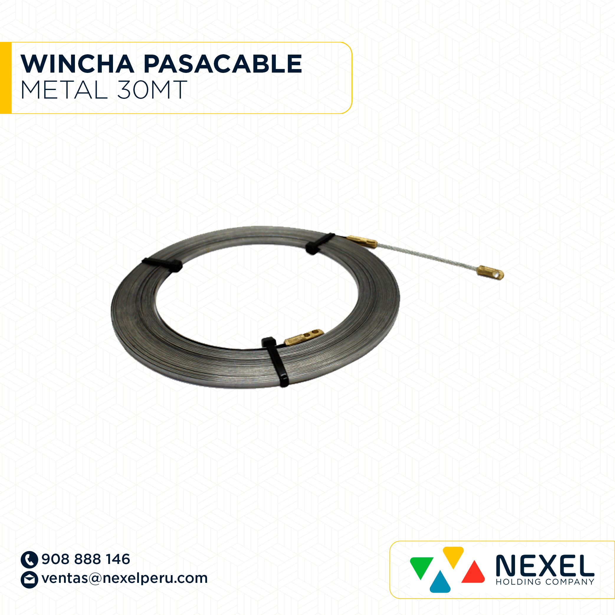 [L21712] WINCHA PASACABLE METAL 30MT TMG
