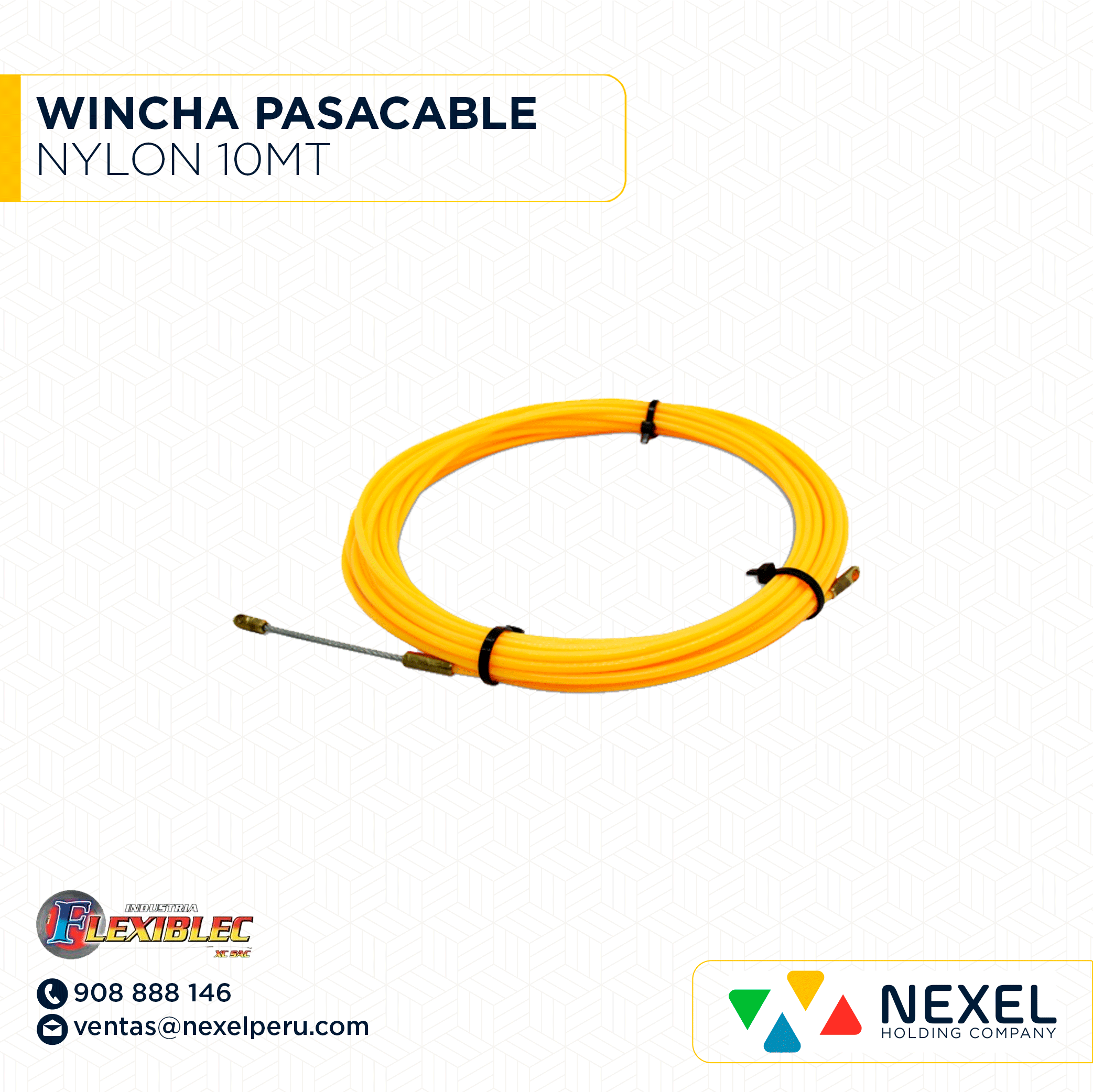 [L201709] WINCHA PASACABLE NYLON 10MT FLEXIBLEC - B