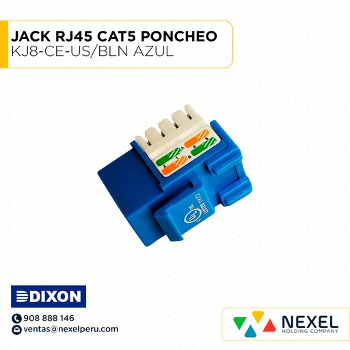 [A64519-O] OUT- JACK RJ45 CAT5 PONCHEO KJ8-CE-US/BLN AZUL DIXON