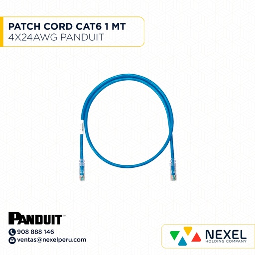 [A62694-O] OUT- PATCH CORD CAT6 4X24AWG X1MT PANDUIT